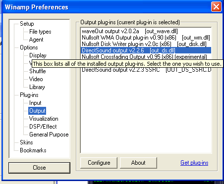 Figure 1.2 - Choosing your output plug-in: